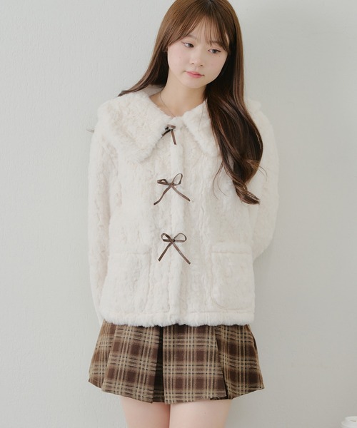 【ZOZO先行/インフルエンサー企画】リボンボアブルゾン（ブルゾン）｜APPORTE PAR LES MARCHES（アポルテパーレマルシェ）