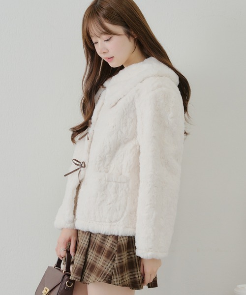 【ZOZO先行/インフルエンサー企画】リボンボアブルゾン（ブルゾン）｜APPORTE PAR LES MARCHES（アポルテパーレマルシェ）