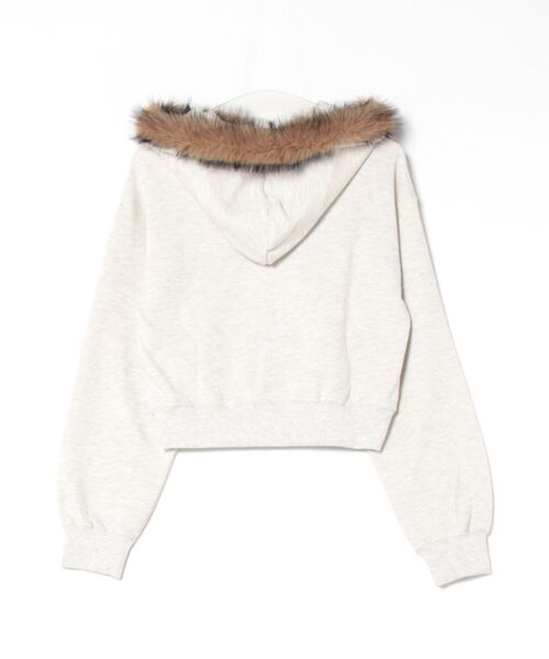 SPINNS（スピンズ）の「フードファー ショート丈ジップパーカー（パーカー・レディース・カーキ/オートミール/その他1/その他2/その他3・ONESIZE）」の6枚目の写真