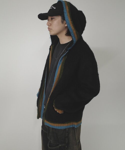 WHO'S WHO gallery（フーズフーギャラリー）の「※２サイズ【UNISEX/ユニセックス】KOOK'Nラインモヘアジップパーカー（パーカー・メンズ・ブラック/パープル・MEDIUM）」の17枚目の写真