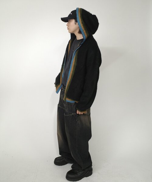 WHO'S WHO gallery（フーズフーギャラリー）の「※２サイズ【UNISEX/ユニセックス】KOOK'Nラインモヘアジップパーカー（パーカー・メンズ・ブラック/パープル・MEDIUM）」の16枚目の写真