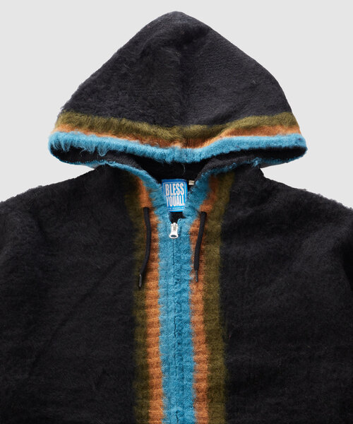 WHO'S WHO gallery（フーズフーギャラリー）の「※２サイズ【UNISEX/ユニセックス】KOOK'Nラインモヘアジップパーカー（パーカー・メンズ・ブラック/パープル・MEDIUM）」の14枚目の写真