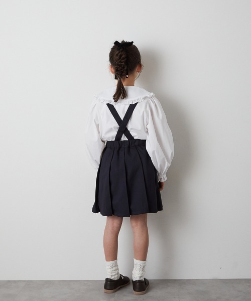 riziere(リジェール)の「サスペンダープリーツスカート(スーツスカート・キッズ・カーキ系/ネイビー/ブラウン・90/100/110/120/130/140/150)」の10枚目の写真