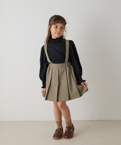 riziere(リジェール)の「サスペンダープリーツスカート(スーツスカート・キッズ・カーキ系/ネイビー/ブラウン・90/100/110/120/130/140/150)」の11枚目の写真