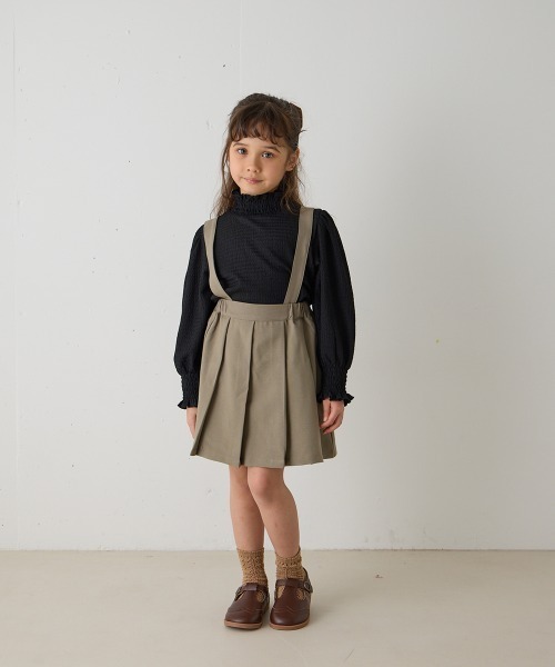 riziere(リジェール)の「サスペンダープリーツスカート(スーツスカート・キッズ・カーキ系/ネイビー/ブラウン・90/100/110/120/130/140/150)」の12枚目の写真