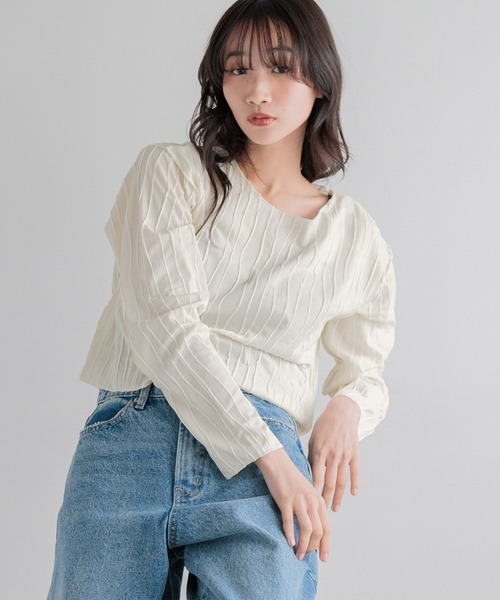 LOWRYS FARM（ローリーズファーム）の「ウネウネジャガードプルオーバー291339（Tシャツ/カットソー・レディース・アイボリー/ブラック・FREE）」の3枚目の写真