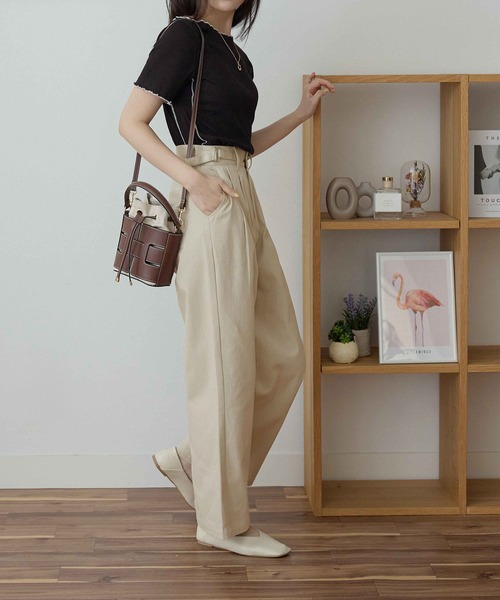 CHAN ME（チャンミ）の「配色ボートネックメロートップス（Tシャツ/カットソー・レディース・ベージュ/チャコールグレー/ブラック/ホワイト・LARGE/MEDIUM/X-LARGE）」の13枚目の写真