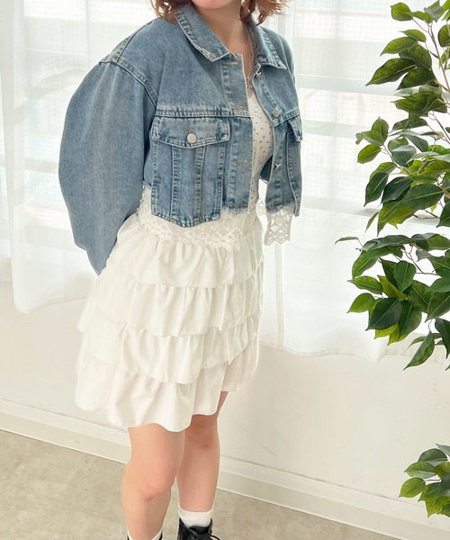 frunco(フランコ)の「レース付きショートデニムジャケット(デニムジャケット・レディース・ブルー・FREE)」の8枚目の写真