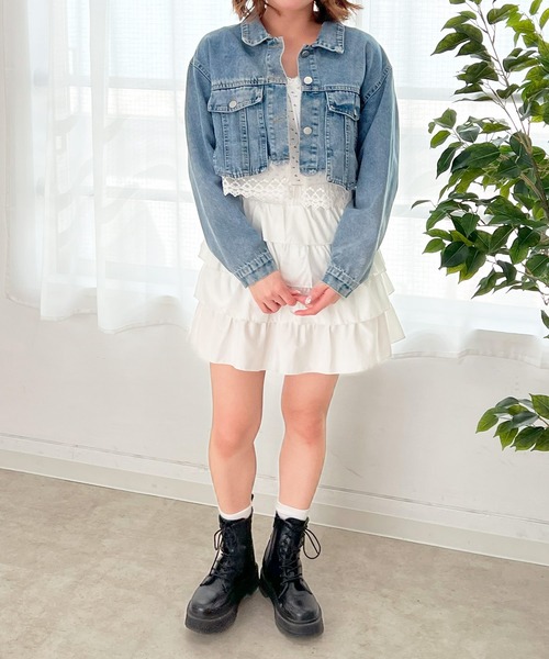 frunco(フランコ)の「レース付きショートデニムジャケット(デニムジャケット・レディース・ブルー・FREE)」の10枚目の写真