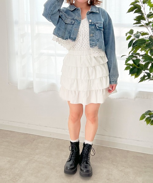 frunco(フランコ)の「レース付きショートデニムジャケット(デニムジャケット・レディース・ブルー・FREE)」の11枚目の写真