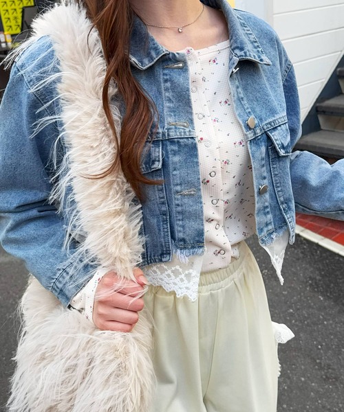 frunco(フランコ)の「レース付きショートデニムジャケット(デニムジャケット・レディース・ブルー・FREE)」の19枚目の写真