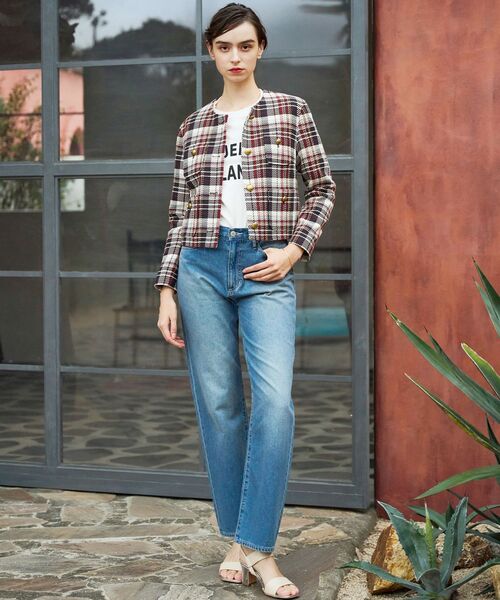 DRESSTERIOR（ドレステリア）の「【DEVEAUX社ツイード使用】コンパクトチェックジャケット（ノーカラージャケット・レディース・ブラウン系その他2・34/36/38）」の11枚目の写真