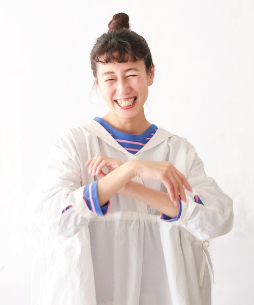 soulberry(ソウルベリー)の「ちょい出しボーダーカットソー(Tシャツ/カットソー・レディース・ホワイト×ブラック/ブルー系・5L/4L/3L/LL/L/M)」の3枚目の写真
