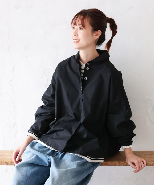 soulberry(ソウルベリー)の「ちょい出しボーダーカットソー(Tシャツ/カットソー・レディース・ホワイト×ブラック/ブルー系・5L/4L/3L/LL/L/M)」の10枚目の写真