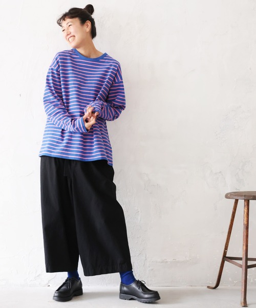 soulberry(ソウルベリー)の「ちょい出しボーダーカットソー(Tシャツ/カットソー・レディース・ホワイト×ブラック/ブルー系・5L/4L/3L/LL/L/M)」の13枚目の写真