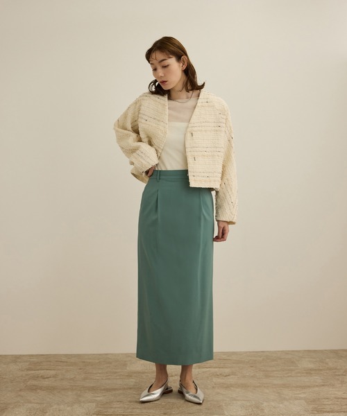 カーキ（36）】【撥水】ウールストレートタイトスカート
