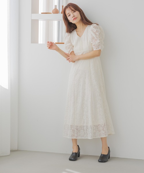 mysty woman(ミスティウーマン)の「レースパワショルワンピース 320218(ワンピース・レディース・アイボリー/ブラック・FREE)」の5枚目の写真