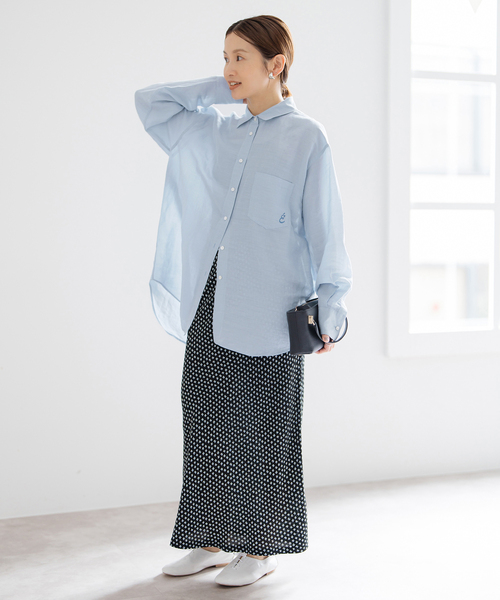 IENAイエナ　ラミーリヨセルロングシャツ 追加》ラミーリヨセルロングシャツ（シャツ/ブラウス）｜IENA
