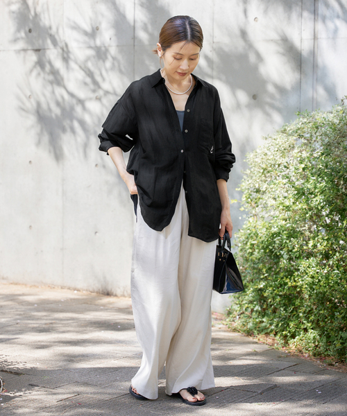 IENAイエナ　ラミーリヨセルロングシャツ 追加》ラミーリヨセルロングシャツ（シャツ／ブラウス）｜IENA