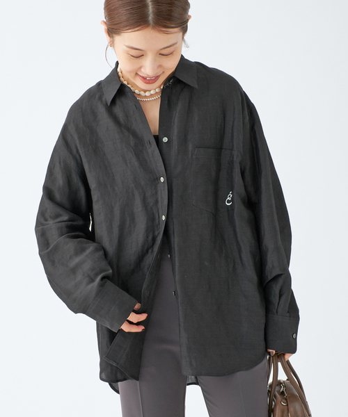 IENA（イエナ）の「《追加》ラミーリヨセルロングシャツ（シャツ/ブラウス・レディース・サックスブルー/オートミール/ブラック・36/38）」の6枚目の写真