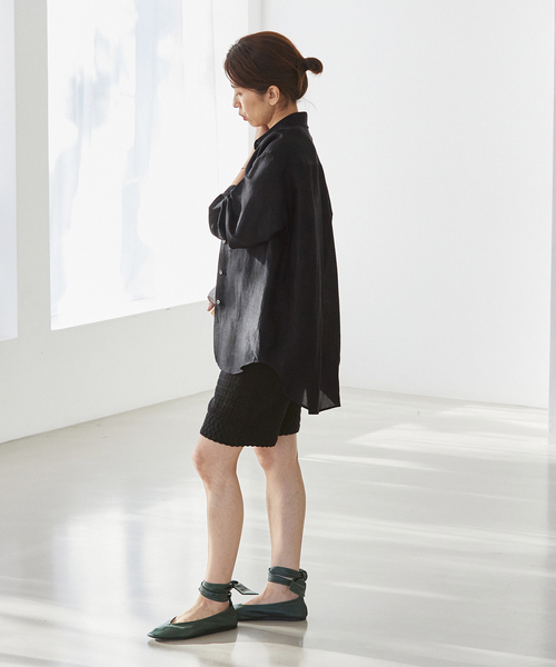 IENA（イエナ）の「《追加》ラミーリヨセルロングシャツ（シャツ/ブラウス・レディース・サックスブルー/オートミール/ブラック・36/38）」の10枚目の写真