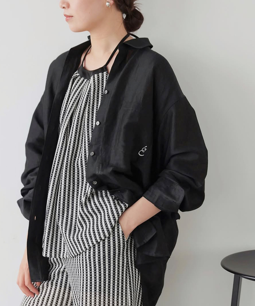 IENA（イエナ）の「《追加》ラミーリヨセルロングシャツ（シャツ/ブラウス・レディース・サックスブルー/オートミール/ブラック・36/38）」の12枚目の写真