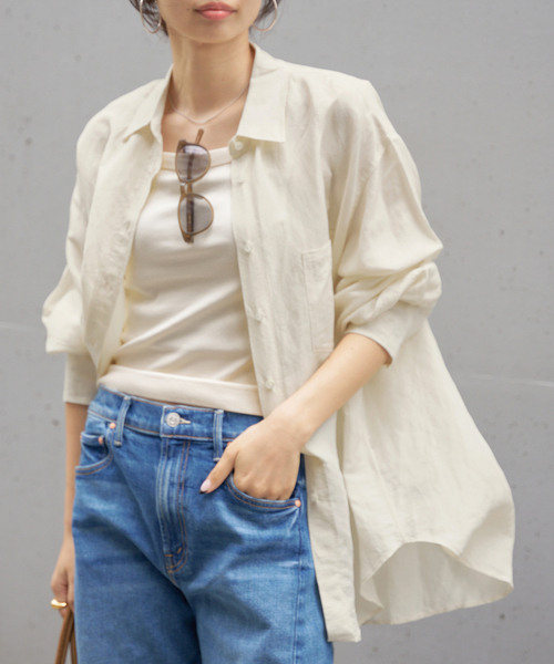 IENA（イエナ）の「《追加》ラミーリヨセルロングシャツ（シャツ/ブラウス・レディース・サックスブルー/オートミール/ブラック・36/38）」の13枚目の写真