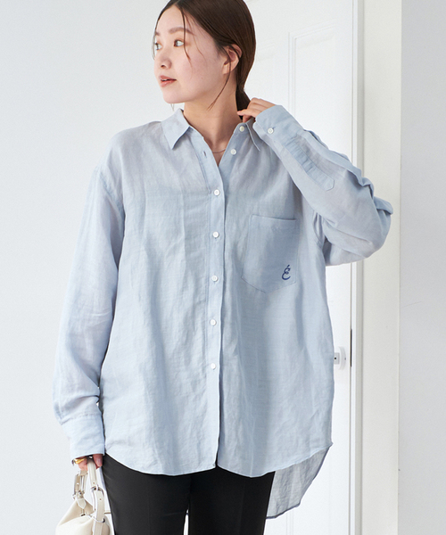 IENA⭐️ラミーリヨセルロングシャツ　サックスブルー 36 ラミーリヨセルロングシャツ（シャツ／ブラウス）｜IENA（イエナ