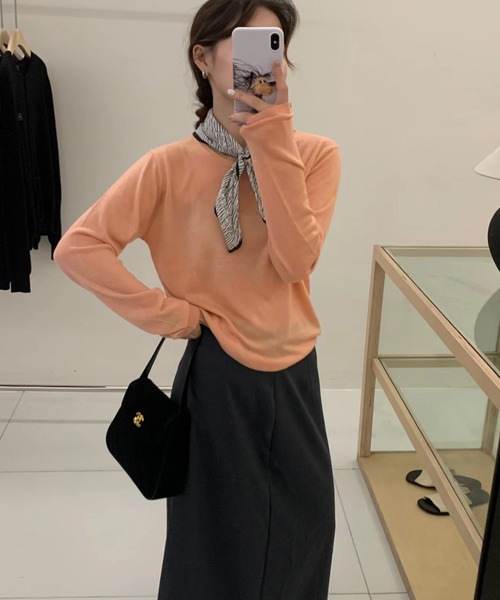 IRADOWL(アイラドール)の「シアー無地カットソー(Tシャツ/カットソー・レディース・ベージュ/ダークグレー/ライトグレー/ピンク/ライトブルー/ブラック/ピンクベージュ/オフホワイト/レッド・FREE)」の15枚目の写真