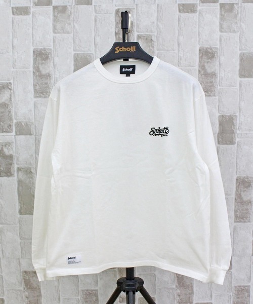 schott（ショット）の「PIGMENT LS T-SHIRT BOLT LOGO（Tシャツ/カットソー・メンズ・ホワイト/ブラック/オリーブ・XL/L/XXL/M）」の4枚目の写真