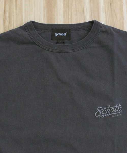 schott（ショット）の「PIGMENT LS T-SHIRT BOLT LOGO（Tシャツ/カットソー・メンズ・ホワイト/ブラック/オリーブ・XL/L/XXL/M）」の10枚目の写真