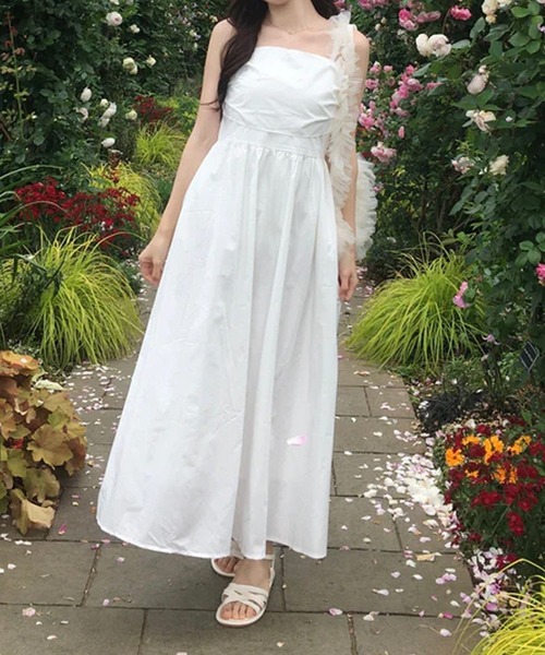 merrylatte（メリーラテ）の「ボリュームフレアキャミワンピ（ワンピース・レディース・ホワイト・FREE）」の2枚目の写真