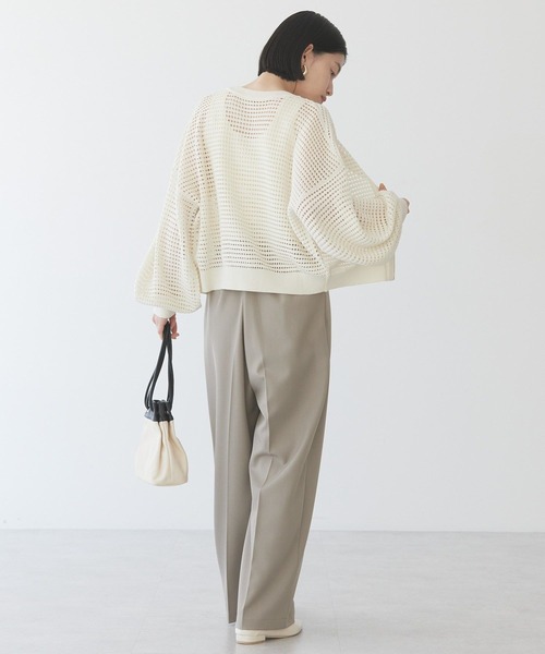 AMERICAN HOLIC（アメリカンホリック）の「ジップアップメッシュニットカーディガン（カーディガン/ボレロ・レディース・ブラック/アイボリー/ミント/ライトパープル・M/L）」の11枚目の写真