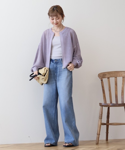 AMERICAN HOLIC（アメリカンホリック）の「ジップアップメッシュニットカーディガン（カーディガン/ボレロ・レディース・ブラック/アイボリー/ミント/ライトパープル・M/L）」の17枚目の写真