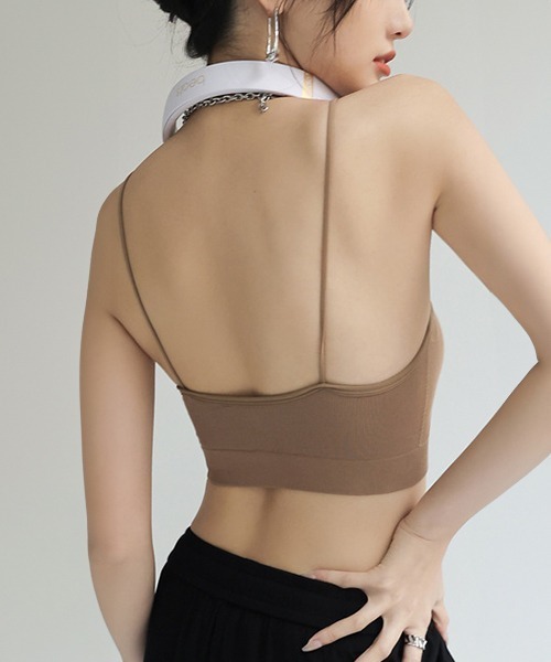 c.u.l（シーユーエル）の「バックオープン 細リブ ショート丈 カップ付き キャミソール culw786（キャミソール・レディース・グレー/ブラック/ベージュ/ライトグレー/ホワイト・FREE）」の5枚目の写真