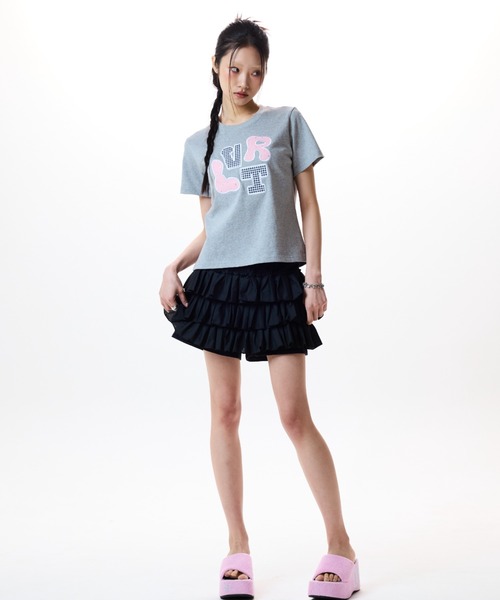 LUVISTRUE(ラヴイズトゥルー)の「LVTR PATCH TEE(Tシャツ/カットソー・レディース・グレー/ネイビー/ホワイト・FREE)」の5枚目の写真