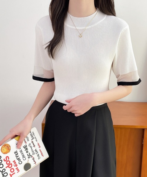 ABITOKYO(アビトーキョー)の「袖配色シアー切替リブニットトップス(ニット/セーター・レディース・ホワイト/ベージュ/ブラック/サックスブルー・M/L)」の19枚目の写真