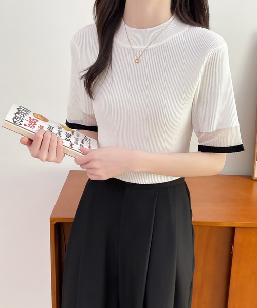 ABITOKYO(アビトーキョー)の「袖配色シアー切替リブニットトップス(ニット/セーター・レディース・ホワイト/ベージュ/ブラック/サックスブルー・M/L)」の21枚目の写真