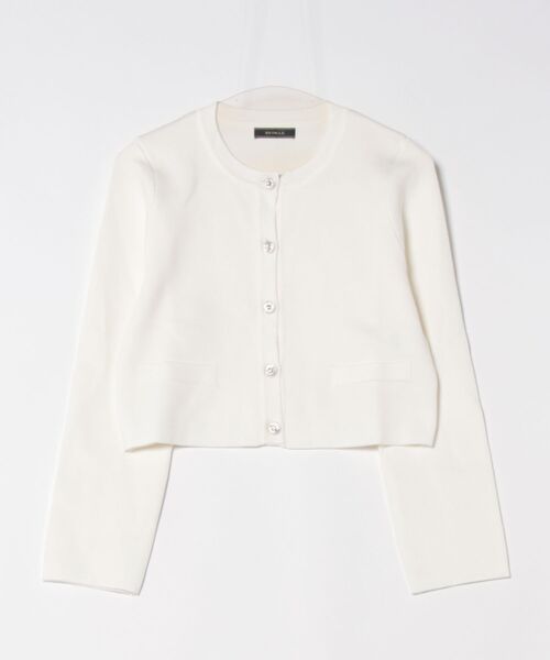 SWINGLE（スウィングル）の「ダブルジャガードビジューボタンニットジャケット（カーディガン/ボレロ・レディース・ネイビー/レッド/オフホワイト・FREE）」の5枚目の写真
