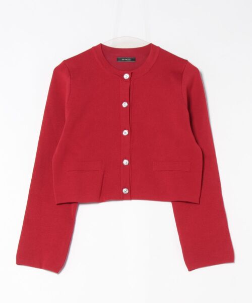 SWINGLE（スウィングル）の「ダブルジャガードビジューボタンニットジャケット（カーディガン/ボレロ・レディース・ネイビー/レッド/オフホワイト・FREE）」の7枚目の写真