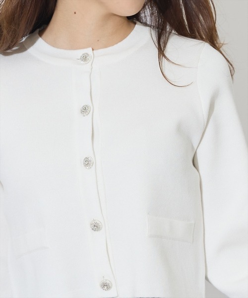 SWINGLE（スウィングル）の「ダブルジャガードビジューボタンニットジャケット（カーディガン/ボレロ・レディース・ネイビー/レッド/オフホワイト・FREE）」の12枚目の写真