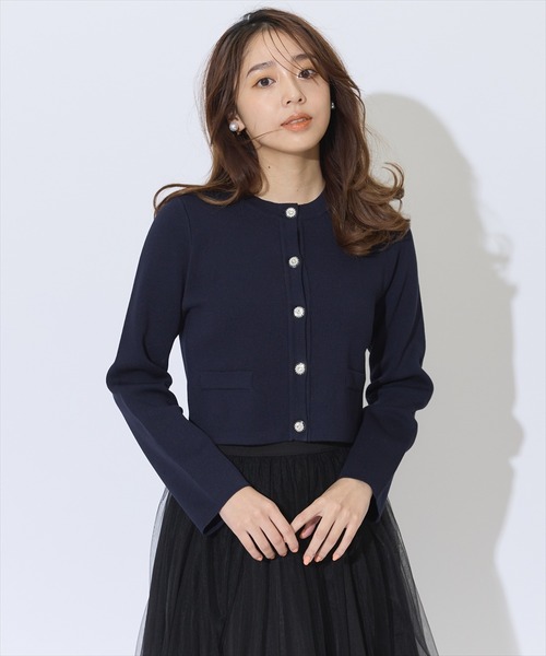 SWINGLE（スウィングル）の「ダブルジャガードビジューボタンニットジャケット（カーディガン/ボレロ・レディース・ネイビー/レッド/オフホワイト・FREE）」の17枚目の写真