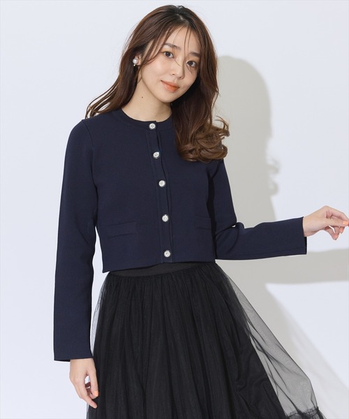 SWINGLE（スウィングル）の「ダブルジャガードビジューボタンニットジャケット（カーディガン/ボレロ・レディース・ネイビー/レッド/オフホワイト・FREE）」の18枚目の写真