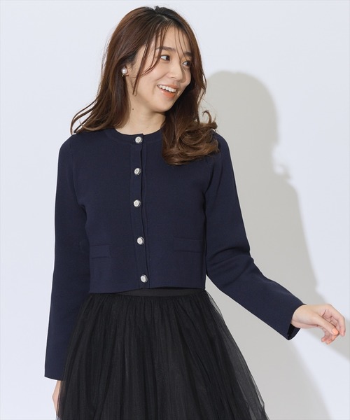 SWINGLE（スウィングル）の「ダブルジャガードビジューボタンニットジャケット（カーディガン/ボレロ・レディース・ネイビー/レッド/オフホワイト・FREE）」の20枚目の写真