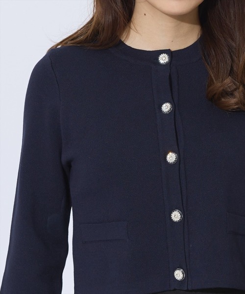 SWINGLE（スウィングル）の「ダブルジャガードビジューボタンニットジャケット（カーディガン/ボレロ・レディース・ネイビー/レッド/オフホワイト・FREE）」の22枚目の写真