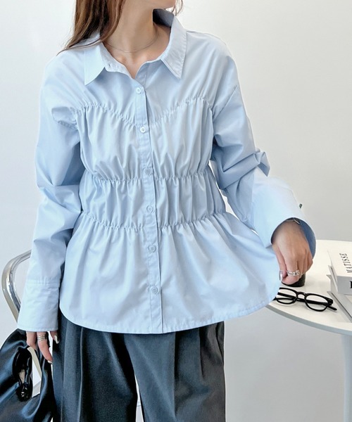 Futier land（フューティアランド）の「ブロードシャーリングシャツ（シャツ/ブラウス・レディース・チャコールグレー/イエロー/ブルー/オフホワイト・FREE）」の4枚目の写真