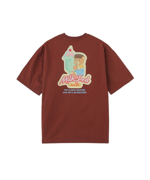 MILKFED.(ミルクフェド)の「BEAR AND PARFAIT WIDE S/S TEE(Tシャツ/カットソー・レディース・ブラウン/ライトパープル/オートミール・L/M)」の1枚目の写真