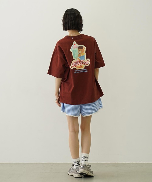 MILKFED.(ミルクフェド)の「BEAR AND PARFAIT WIDE S/S TEE(Tシャツ/カットソー・レディース・ブラウン/ライトパープル/オートミール・L/M)」の10枚目の写真