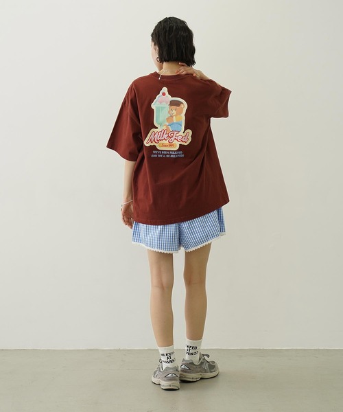 MILKFED.(ミルクフェド)の「BEAR AND PARFAIT WIDE S/S TEE(Tシャツ/カットソー・レディース・ブラウン/ライトパープル/オートミール・L/M)」の11枚目の写真