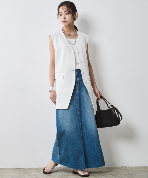CHIC STYLE(シックスタイル)の「オーバーサイズベスト<大きいサイズ有>シックスタイル(ベスト・レディース・ブラック/オフホワイト・5L/4L/3L/LL/L/M)」の6枚目の写真